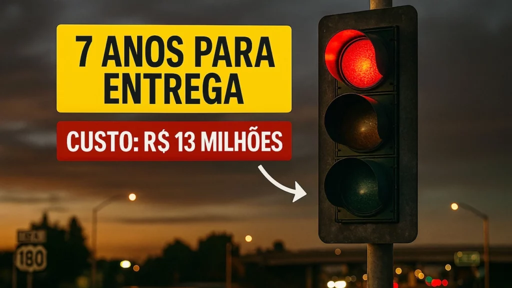 Prefeitura leva 7 anos para inaugurar Semáforo que gastou R$ 13 milhões (US$ 2,4 milhões) para ser construído nos EUA 1 Prefeitura leva 7 anos para inaugurar Semáforo que gastou R$ 13 milhões (US$ 2,4 milhões) para ser construído nos EUA
